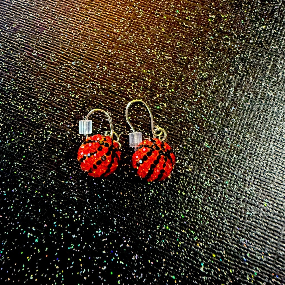 Sparkling Basketball Earrings / Handmade! These are sphere shaped, not flat.